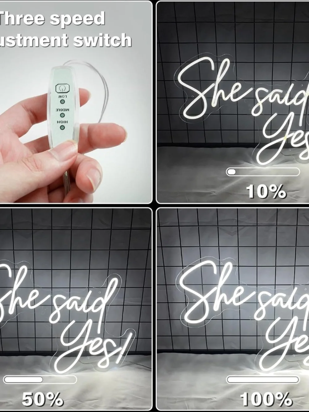 New FARNEW She Said Yes Neon Sign Flex Led Neon Light Logo Custom White
